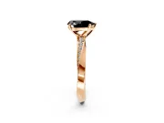 Side Accent Engagement Ring Setting for Fancy Black Pear-Shaped Center with Accent Shoulders and Prong Head in Rose Gold