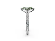 Solitaire Engagement Ring Setting for Fancy Green Marquise Center with Milgrain-Edged Pave Band and Prong Head in Platinum