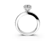 Solitaire Engagement Ring Setting for Round Cut Center with Channel-Set Accents and Prong Head in White Gold