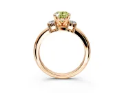 3 Stone Engagement Ring Setting for Fancy Yellow Oval Center with Wide Plain Band and Prong Head in Rose Gold