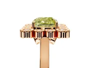 Cluster Halo Engagement Ring Setting for Fancy Yellow Cushion Cut Center with Milgrain Bezel Accents and Prong Head in Rose Gold