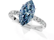 Solitaire Engagement Ring Setting for Fancy Blue Marquise Center with Large Accent Band and Prong Head in White Gold
