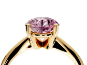 Solitaire Engagement Ring Setting for Fancy Pink Round Cut Center with Knife Ridge Band and Claw Prong Head in Yellow Gold