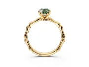 Solitaire Engagement Ring Setting for Fancy Green Oval Center with Bamboo Band and Prong Head in Yellow Gold