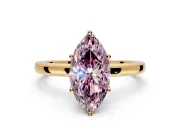 Solitaire Engagement Ring Setting for Fancy Pink Marquise Center with Plain Band and Tulip Prong Head in Yellow Gold