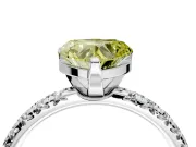 Solitaire Engagement Ring Setting for Fancy Yellow Heart-Shaped Center with Large Accents and Prong Head in White Gold
