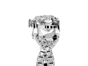 Solitaire Engagement Ring Setting for Heart-Shaped Center with Narrow Twist Pave Band and Prong Head in Platinum