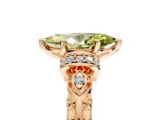 Solitaire Engagement Ring Setting for Fancy Yellow Marquise Center with Filigree Band and Prong Head in Rose Gold