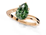 Solitaire Engagement Ring Setting for Fancy Green Pear-Shaped Center with Plain Bypass Twist Band and Prong Head in Rose Gold