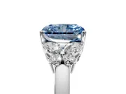 Solitaire Engagement Ring Setting for Fancy Blue Radiant Cut Center with Marquise Flower Shoulders and Prong Head in Sterling Silver