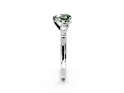 3 Stone Engagement Ring Setting for Fancy Green Heart-Shaped Center with Tapered Baguettes, Plain Band and Prong Head in White Gold