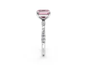 Solitaire Engagement Ring Setting for Fancy Pink Asscher Cut Center with Pave Accents and Prong Head in Platinum