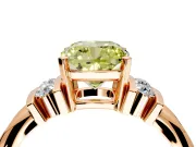 Solitaire Engagement Ring Setting for Fancy Yellow Cushion Cut Center with Grooved Bar Accent Band and Prong Head in Rose Gold