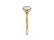 Solitaire Engagement Ring Setting for Asscher Cut Center with Plain Twisted Rope Band and Prong Head in Yellow Gold