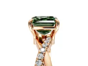 Solitaire Engagement Ring Setting for Fancy Green Asscher Cut Center with Half-Pave Crossover Band and Prong Head in Rose Gold