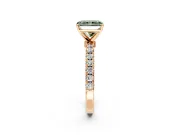 Open Basket Engagement Ring Setting for Fancy Green Radiant Cut Center with Pave Band and Prong Head in Rose Gold