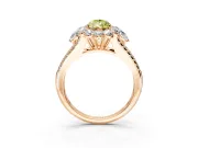 Halo Engagement Ring Setting for Fancy Yellow Pear-Shaped Center with Two-Strand Split Shank and Prong Head in Rose Gold