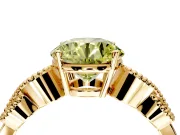Leaf Engagement Ring Setting for Fancy Yellow Round Cut Center with Milgrain Accent Band and Prong Head in Yellow Gold