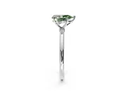 Solitaire Engagement Ring Setting for Fancy Green Pear-Shaped Center with Straight Thin Band and Prong Head in Platinum