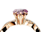 Solitaire Engagement Ring Setting for Fancy Pink Heart-Shaped Center with Half-Pave Crossover Band and Prong Head in Rose Gold