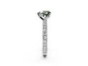 Solitaire Engagement Ring Setting for Fancy Green Heart-Shaped Center with Milgrain-Edged Pave Band and Prong Head in Sterling Silver