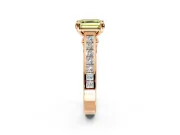 Solitaire Engagement Ring Setting for Fancy Yellow Asscher Cut Center with Channel Band and Double Claw Prong Head in Rose Gold