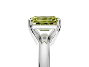 Solitaire Engagement Ring Setting for Fancy Yellow Emerald Cut Center with Wire Band and Prong Head in White Gold