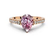 Solitaire Engagement Ring Setting for Fancy Pink Pear-Shaped Center with Crossover Accents and Prong Head in Rose Gold