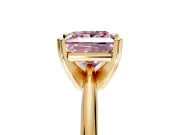 Solitaire Engagement Ring Setting for Fancy Pink Princess Cut Center with Knife Ridge Band and Claw Prong Head in Yellow Gold