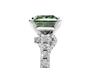 Solitaire Engagement Ring Setting for Fancy Green Princess Cut Center with Crossover Accents and Prong Head in White Gold