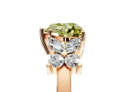 Floral Engagement Ring Setting for Fancy Yellow Heart-Shaped Center with Marquise Cluster Shoulders and Prong Head in Rose Gold