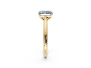 Solitaire Engagement Ring Setting for Fancy Blue Radiant Cut Center with Narrow Cathedral Band and Prong Head in Yellow Gold