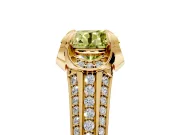 Solitaire Engagement Ring Setting for Fancy Yellow Round Cut Center with Accented Split Shank and Prong Head in Yellow Gold