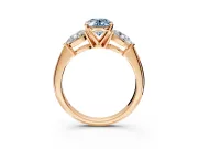 3 Stone Engagement Ring Setting for Fancy Blue Oval Center with Large Pear-Shaped Accents and Prong Head in Rose Gold