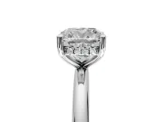 Hidden Halo Engagement Ring Setting for Cushion Cut Center with Thin Round-Wire Band and Prong Head in White Gold