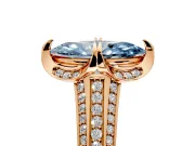 Solitaire Engagement Ring Setting for Fancy Blue Marquise Center with Accented Split Shank and Prong Head in Rose Gold