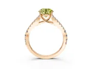 Solitaire Engagement Ring Setting for Fancy Yellow Round Cut Center with Pave Split Shank and Prong Head in Rose Gold