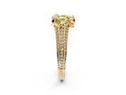 Solitaire Engagement Ring Setting for Fancy Yellow Pear-Shaped Center with Accented Split Shank and Prong Head in Yellow Gold