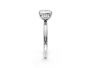 Hidden Halo Engagement Ring Setting for Princess Cut Center with Thin Round-Wire Band and Prong Head in White Gold