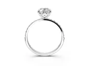 Solitaire Engagement Ring Setting for Oval Center with Pave Accents and Prong Head in Platinum
