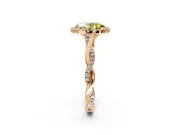 Halo Engagement Ring Setting for Fancy Yellow Oval Center with Twist Band and Prong Head in Rose Gold