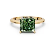 Solitaire Engagement Ring Setting for Fancy Green Princess Cut Center with Knife Ridge Band and Claw Prong Head in Yellow Gold