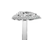 Halo Engagement Ring Setting for Pear-Shaped Center with Plain Tapered Band and Prong Head in Sterling Silver