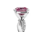Solitaire Engagement Ring Setting for Fancy Pink Asscher Cut Center with Pave and Plain Crossover and Basket Head in Platinum