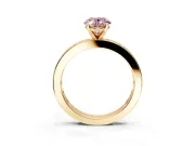 Solitaire Engagement Ring Setting for Fancy Pink Oval Center with Channel Baguette Band and Prong Head in Yellow Gold