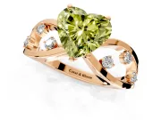 Solitaire Engagement Ring Setting for Fancy Yellow Heart-Shaped Center with Criss-Cross Accent Band and Prong Head in Rose Gold