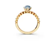 Solitaire Engagement Ring Setting for Fancy Blue Marquise Center with Bezel-Dot Beaded Band and Prong Head in Yellow Gold