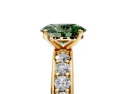 Solitaire Engagement Ring Setting for Fancy Green Oval Center with Channel-Set Accents and Prong Head in Yellow Gold