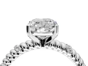 Rope Engagement Ring Setting for Cushion Cut Center with Accent Shoulders and Prong Head in White Gold