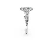 Leaf Motif Engagement Ring Setting for Marquise Center with Pave Band and Prong Head in Sterling Silver